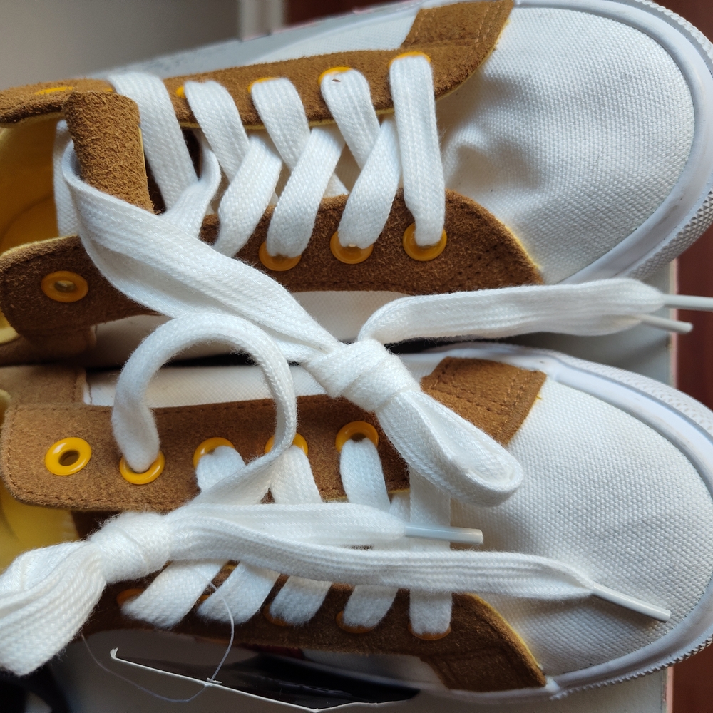 Kids White and Brown Sneakers